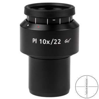 Okular PL 10x/22 Br. foc. mit Strichkreuz-Mikrometer 10:100 