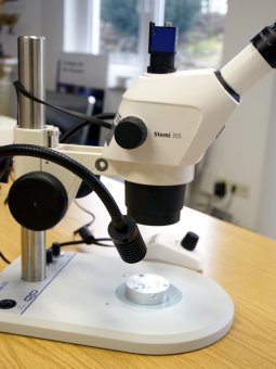 Auflicht-Meßmikroskop Stemi 305 trino mit MikstaLED M Tischstativ und Kamera 